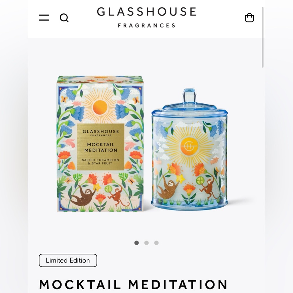 New Glasshouse Fragrances Mocktail Meditation Candle - Free full size gift 🎁